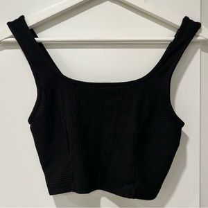 Garage Black Ribbed Cropped Tank Top Size Small